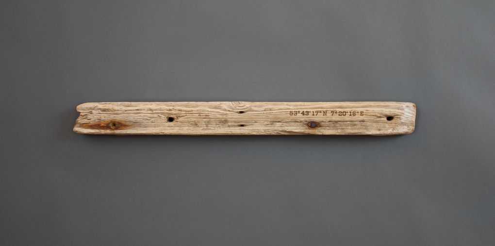 Magnetic Driftwood Board 53° 43' 17" North 7° 20' 16" East made from driftwood found on the beach in Germany, North Sea. To use as a magnetic board for keys, knives, photos or pictures.